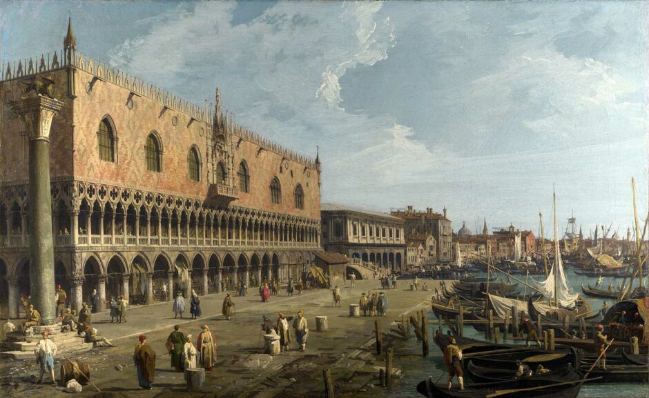 Canaletto - Il palazzo del Doge e la Riva degli Schiavoni a Venezia